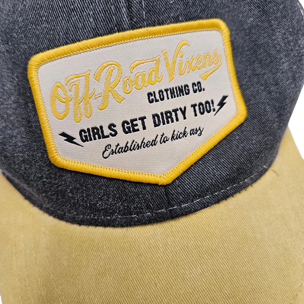 Off Road Vixens Trucker Hat Women OSFA Grey Yellow‎ Girls Get Dirty Too Snapback